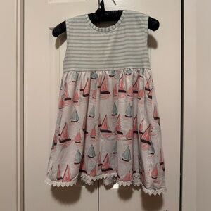 Girls Sailboat Tank – Size 7/8 – Blue Stripe Nautical Top